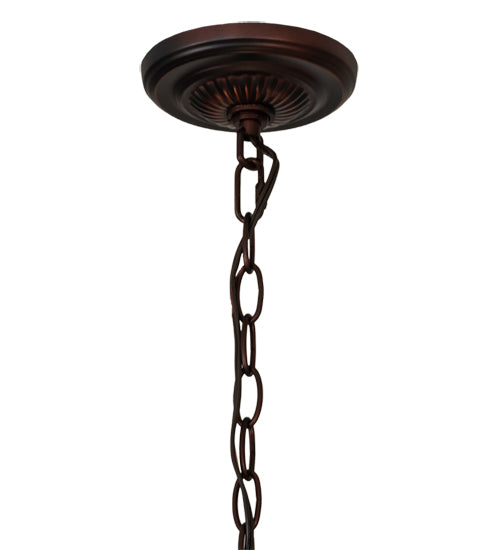 Meyda Lighting Tiffany Hanginghead Dragonfly 231114 22" 3-Light Mahogany Bronze Inverted Pendant Light With Multi-Colored Shade Glass