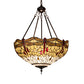 Meyda Lighting Tiffany Hanginghead Dragonfly 231114 22" 3-Light Mahogany Bronze Inverted Pendant Light With Multi-Colored Shade Glass