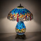 Meyda Lighting Tiffany Hanginghead Dragonfly 25" 3-Light Mahogany Bronze Table Lamp With Multi-Colored Shade Glass