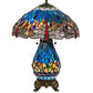 Meyda Lighting Tiffany Hanginghead Dragonfly 25" 3-Light Mahogany Bronze Table Lamp With Multi-Colored Shade Glass