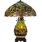 Meyda Lighting Tiffany Hanginghead Dragonfly 26" 2-Light Mahogany Bronze Table Lamp With Multi-Colored Shade Glass