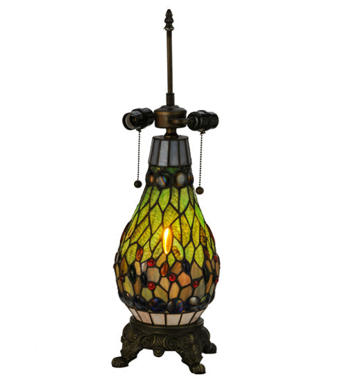 Meyda Lighting Tiffany Hanginghead Dragonfly 26" 2-Light Mahogany Bronze Table Lamp With Multi-Colored Shade Glass