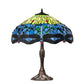 Meyda Lighting Tiffany Hanginghead Dragonfly 26" 3-Light Mahogany Bronze Table Lamp With Multi-Colored Stained Shade Glass