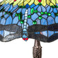 Meyda Lighting Tiffany Hanginghead Dragonfly 26" 3-Light Mahogany Bronze Table Lamp With Multi-Colored Stained Shade Glass