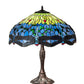 Meyda Lighting Tiffany Hanginghead Dragonfly 26" 3-Light Mahogany Bronze Table Lamp With Multi-Colored Stained Shade Glass
