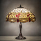 Meyda Lighting Tiffany Hanginghead Dragonfly 26" 3-Light Mahogany Bronze Table Lamp With Ruby & Amber Stained Shade Glass