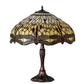 Meyda Lighting Tiffany Hanginghead Dragonfly 26" 3-Light Mahogany Bronze Table Lamp With Ruby & Amber Stained Shade Glass