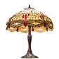 Meyda Lighting Tiffany Hanginghead Dragonfly 26" 3-Light Mahogany Bronze Table Lamp With Ruby & Amber Stained Shade Glass