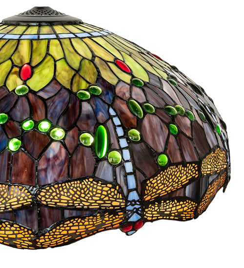 Meyda Lighting Tiffany Hanginghead Dragonfly 265191 22" Multi-Colored Shade Glass