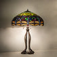 Meyda Lighting Tiffany Hanginghead Dragonfly 265224 33" 3-Light Mahogany Bronze Table Lamp With Multi-Colored Shade Glass