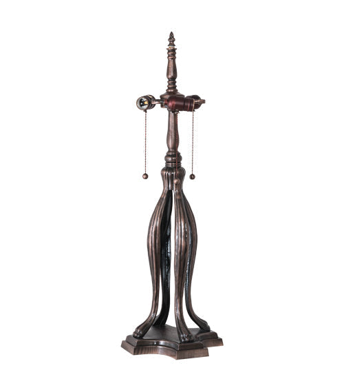 Meyda Lighting Tiffany Hanginghead Dragonfly 265224 33" 3-Light Mahogany Bronze Table Lamp With Multi-Colored Shade Glass