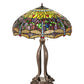 Meyda Lighting Tiffany Hanginghead Dragonfly 265224 33" 3-Light Mahogany Bronze Table Lamp With Multi-Colored Shade Glass