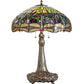 Meyda Lighting Tiffany Hanginghead Dragonfly 265347 31" 3-Light Mahogany Bronze Table Lamp With Multi-Colored Shade Glass