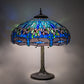 Meyda Lighting Tiffany Hanginghead Dragonfly 27" 3-Light Mahogany Bronze Table Lamp With Blue & Green Shade Glass