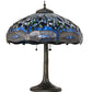 Meyda Lighting Tiffany Hanginghead Dragonfly 27" 3-Light Mahogany Bronze Table Lamp With Blue & Green Shade Glass