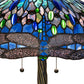 Meyda Lighting Tiffany Hanginghead Dragonfly 27" 3-Light Mahogany Bronze Table Lamp With Blue & Green Shade Glass