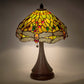 Meyda Lighting Tiffany Hanginghead Dragonfly 28460 18" Mahogany Bronze Accent Table Lamp With Multi-Colored Shade Glass
