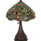Meyda Lighting Tiffany Hanginghead Dragonfly 28460 18" Mahogany Bronze Accent Table Lamp With Multi-Colored Shade Glass