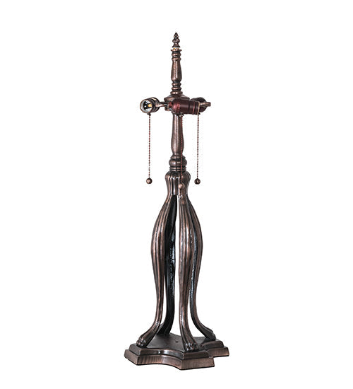 Meyda Lighting Tiffany Hanginghead Dragonfly 30" 3-Light Mahogany Bronze Table Lamp With Multi-Colored Shade Glass