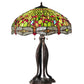 Meyda Lighting Tiffany Hanginghead Dragonfly 30" 3-Light Mahogany Bronze Table Lamp With Multi-Colored Shade Glass