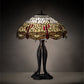 Meyda Lighting Tiffany Hanginghead Dragonfly 30" 3-Light Mahogany Bronze Table Lamp With Ruby & Amber Shade Glass