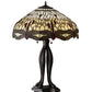 Meyda Lighting Tiffany Hanginghead Dragonfly 30" 3-Light Mahogany Bronze Table Lamp With Ruby & Amber Shade Glass