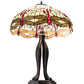 Meyda Lighting Tiffany Hanginghead Dragonfly 30" 3-Light Mahogany Bronze Table Lamp With Ruby & Amber Shade Glass