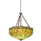 Meyda Lighting Tiffany Hanginghead Dragonfly 30283 38" 5-Light Mahogany Bronze Inverted Pendant Light With Multi-Colored Stained Shade Glass