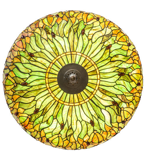 Meyda Lighting Tiffany Hanginghead Dragonfly 30283 38" 5-Light Mahogany Bronze Inverted Pendant Light With Multi-Colored Stained Shade Glass
