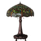 Meyda Lighting Tiffany Hanginghead Dragonfly 31" 3-Light Mahogany Bronze Table Lamp With Multi-Colored Shade Glass