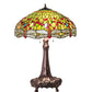 Meyda Lighting Tiffany Hanginghead Dragonfly 31" 3-Light Mahogany Bronze Table Lamp With Multi-Colored Shade Glass