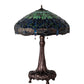 Meyda Lighting Tiffany Hanginghead Dragonfly 31" 3-Light Mahogany Bronze Table Lamp With Multi-Colored Stained Shade Glass