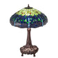 Meyda Lighting Tiffany Hanginghead Dragonfly 31" 3-Light Mahogany Bronze Table Lamp With Multi-Colored Stained Shade Glass