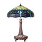 Meyda Lighting Tiffany Hanginghead Dragonfly 31" 3-Light Mahogany Bronze Table Lamp With Multi-Colored Stained Shade Glass