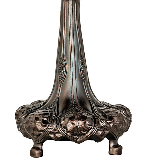 Meyda Lighting Tiffany Hanginghead Dragonfly 31" 3-Light Mahogany Bronze Table Lamp With Multi-Colored Stained Shade Glass