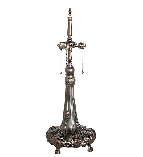 Meyda Lighting Tiffany Hanginghead Dragonfly 31" 3-Light Mahogany Bronze Table Lamp With Multi-Colored Stained Shade Glass