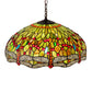 Meyda Lighting Tiffany Hanginghead Dragonfly 31108 22" 3-Light Mahogany Bronze Pendant Light With Multi-Colored Shade Glass