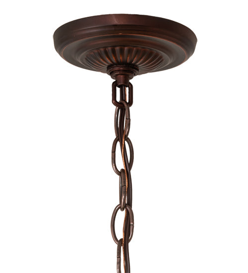 Meyda Lighting Tiffany Hanginghead Dragonfly 31108 22" 3-Light Mahogany Bronze Pendant Light With Multi-Colored Shade Glass