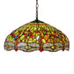 Meyda Lighting Tiffany Hanginghead Dragonfly 31108 22" 3-Light Mahogany Bronze Pendant Light With Multi-Colored Shade Glass