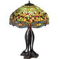 Meyda Lighting Tiffany Hanginghead Dragonfly 31109 31" 3-Light Mahogany Bronze Table Lamp With Multi-Colored Shade Glass