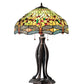 Meyda Lighting Tiffany Hanginghead Dragonfly 31109 31" 3-Light Mahogany Bronze Table Lamp With Multi-Colored Shade Glass
