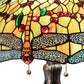 Meyda Lighting Tiffany Hanginghead Dragonfly 31109 31" 3-Light Mahogany Bronze Table Lamp With Multi-Colored Shade Glass