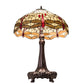 Meyda Lighting Tiffany Hanginghead Dragonfly 31664 31" 3-Light Mahogany Bronze Table Lamp With Multi-Colored Shade Glass