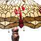 Meyda Lighting Tiffany Hanginghead Dragonfly 31664 31" 3-Light Mahogany Bronze Table Lamp With Multi-Colored Shade Glass
