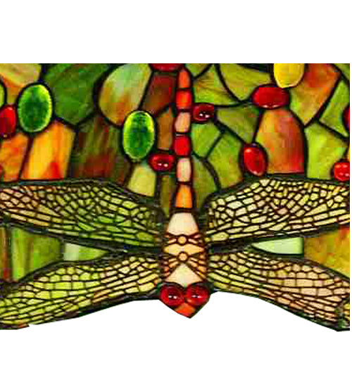 Meyda Lighting Tiffany Hanginghead Dragonfly 32" 6-Light Mahogany Bronze With Multi-Colored Shade Glass