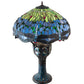 Meyda Lighting Tiffany Hanginghead Dragonfly 33" 3-Light Mahogany Bronze Table Lamp With Multi-Colored Stained Shade Glass