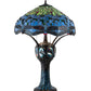 Meyda Lighting Tiffany Hanginghead Dragonfly 33" 3-Light Mahogany Bronze Table Lamp With Multi-Colored Stained Shade Glass