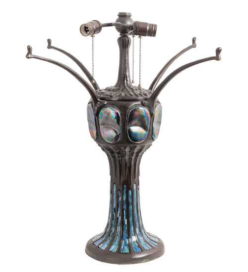 Meyda Lighting Tiffany Hanginghead Dragonfly 33" 3-Light Mahogany Bronze Table Lamp With Multi-Colored Stained Shade Glass