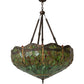 Meyda Lighting Tiffany Hanginghead Dragonfly 38" 4-Light Antique Inverted Pendant Light With Multi-Colored Shade Glass