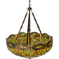 Meyda Lighting Tiffany Hanginghead Dragonfly 38" 4-Light Antique Inverted Pendant Light With Multi-Colored Shade Glass